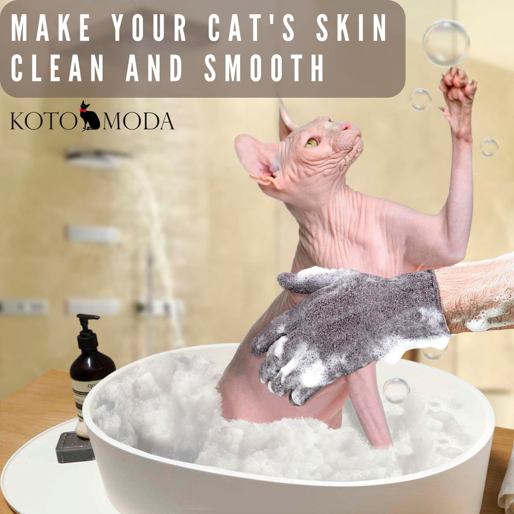 Kotomoda guantes baño carbón activado, control preciso durante el baño de tu gato.