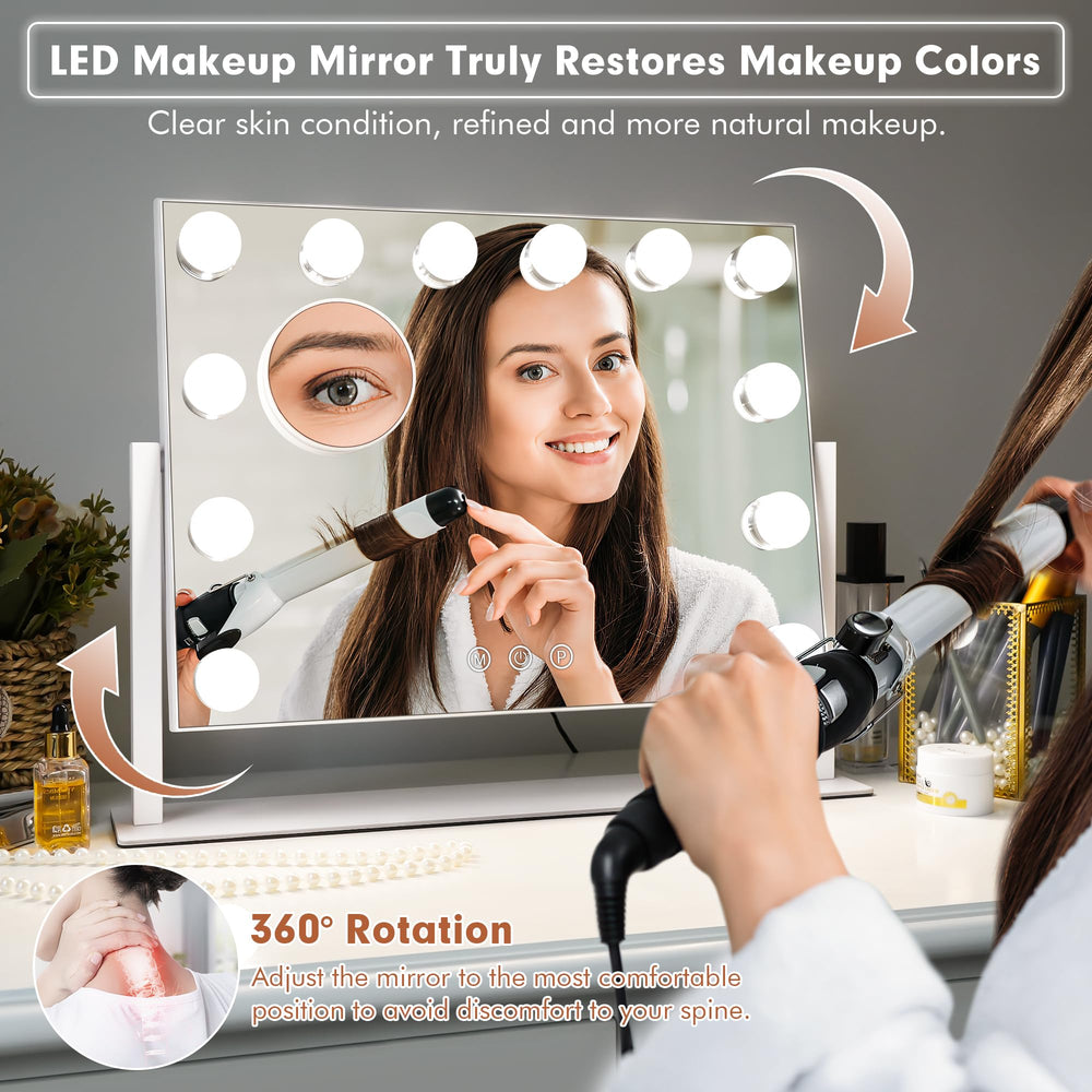 Kottova lupa 10x extraíble para precisión de maquillaje.