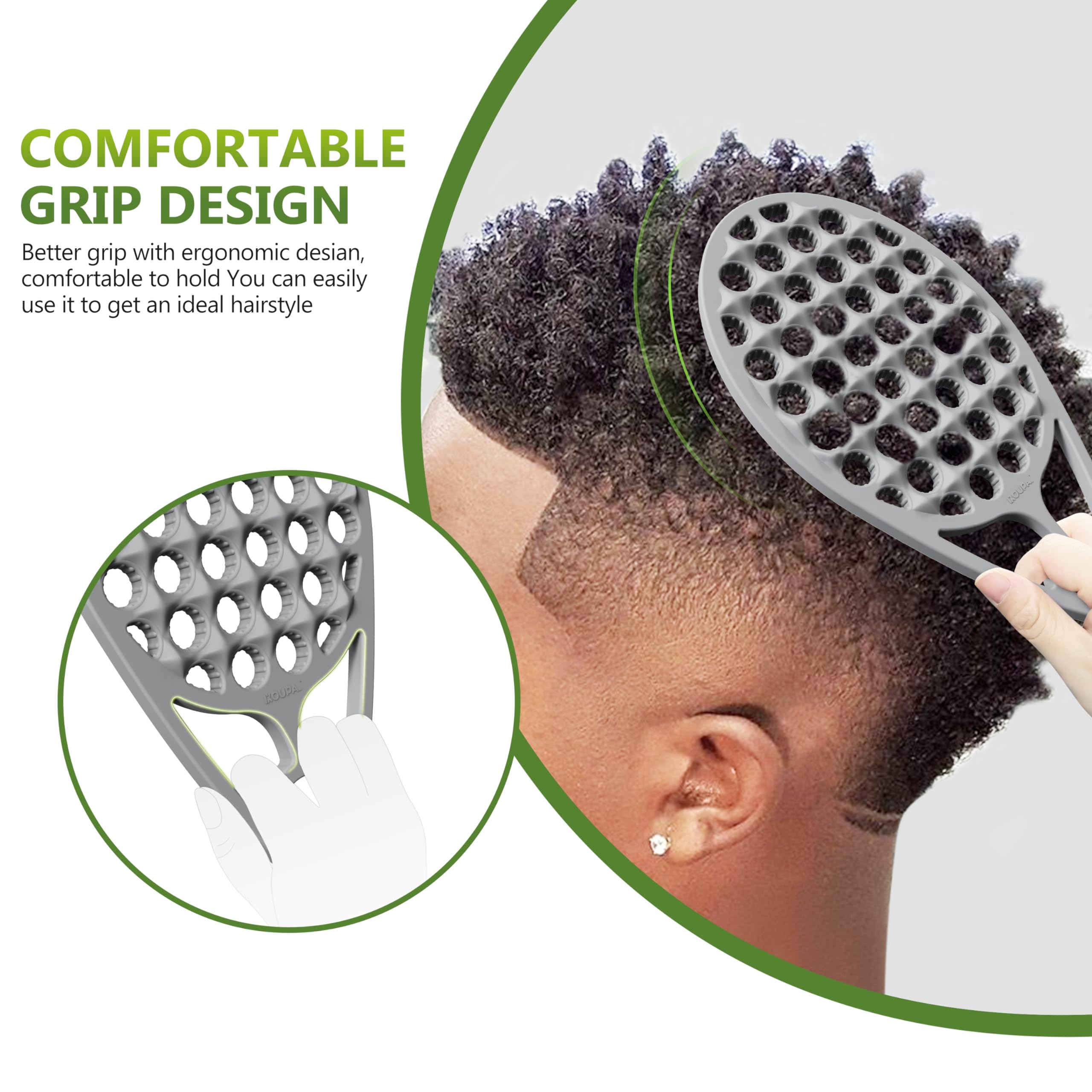 KOUPA cepillo silicona durable para pelo rizado, ideal para uso diario.