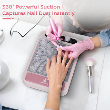 Kouzitop colector polvo uñas, succión 360° para mantener el área de trabajo limpia.