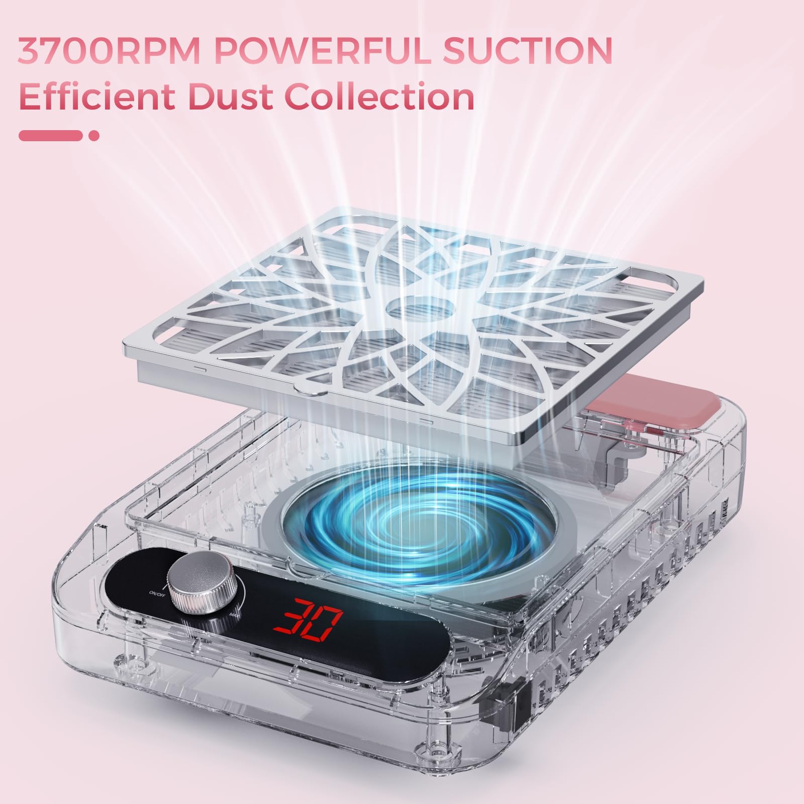 Kouzitop colector polvo uñas, filtro magnético removible para mantenimiento sencillo.
