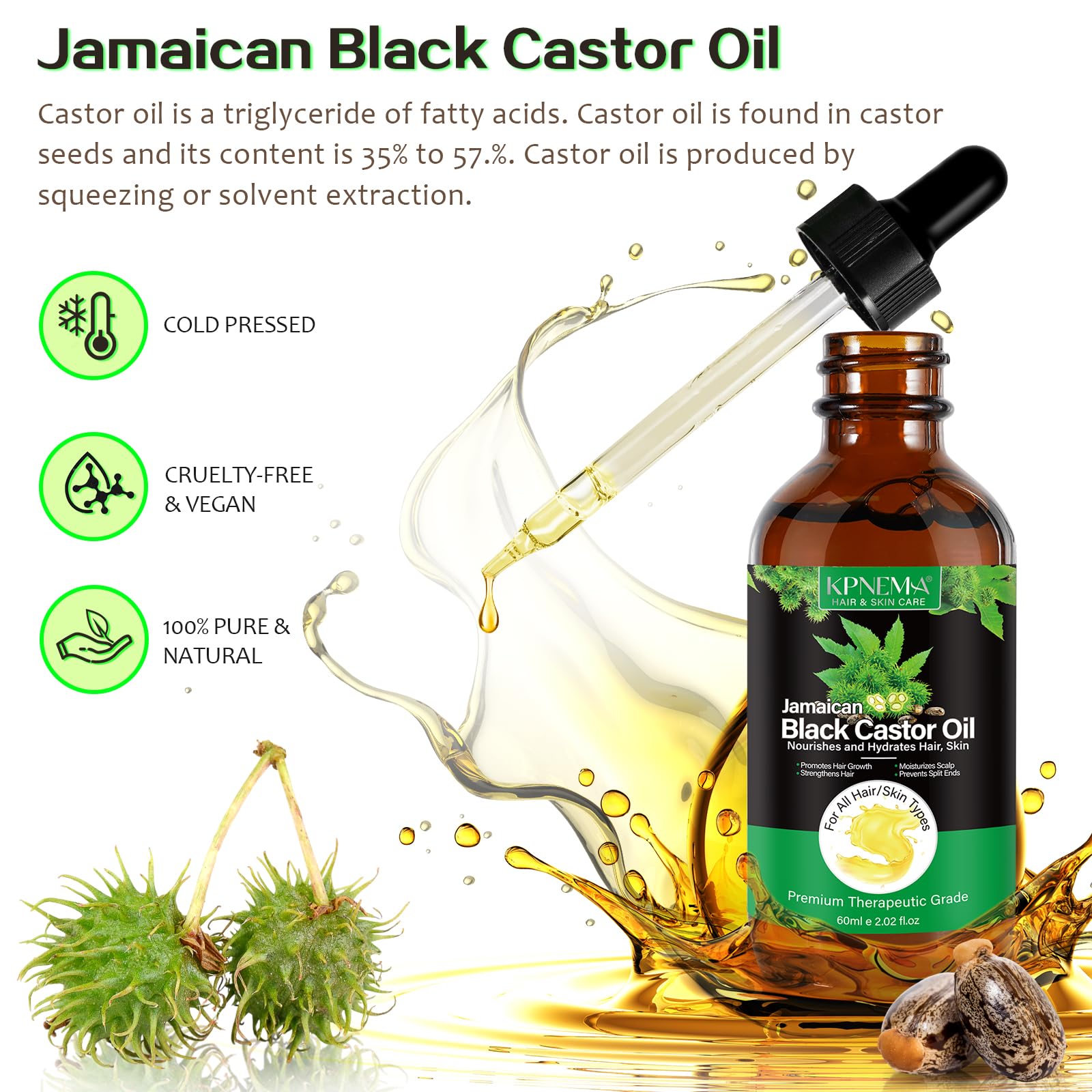 Aplicación de aceite de ricino en cabello para mejor textura y elasticidad