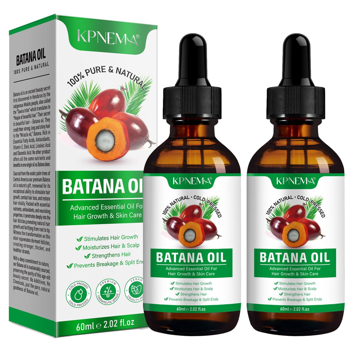 KPNEMA Batana, aceite para cabello con enfoque en crecimiento y brillo.