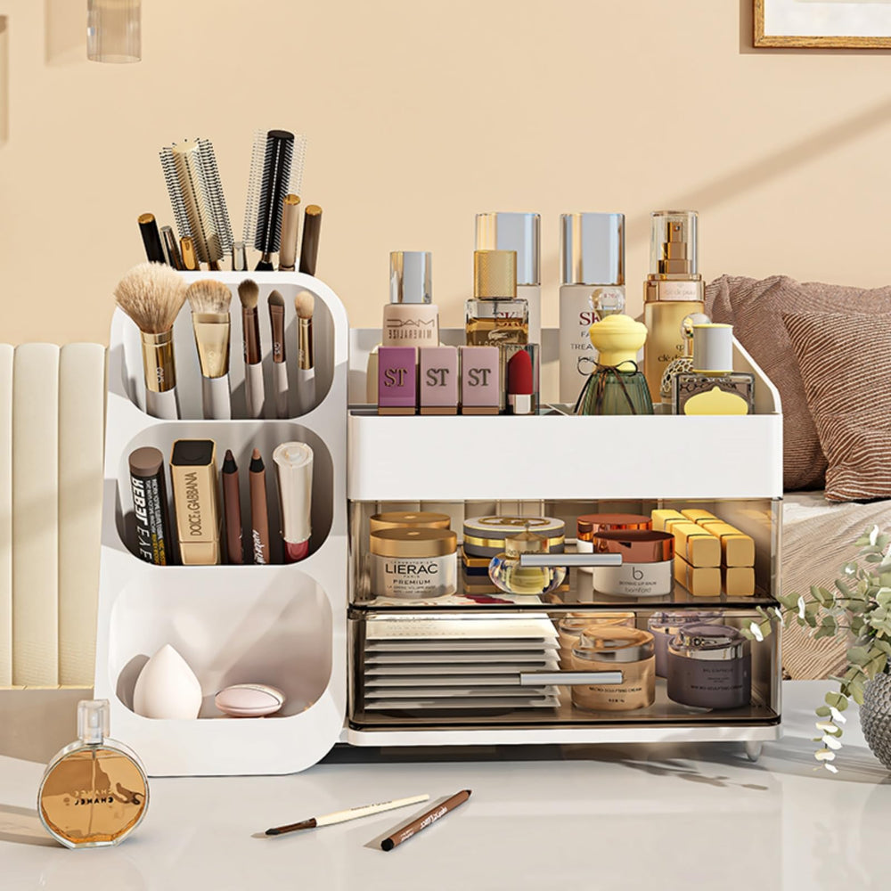 KQJS Organiseur maquillage tiroirs cote — économie d'espace sur le vanity.