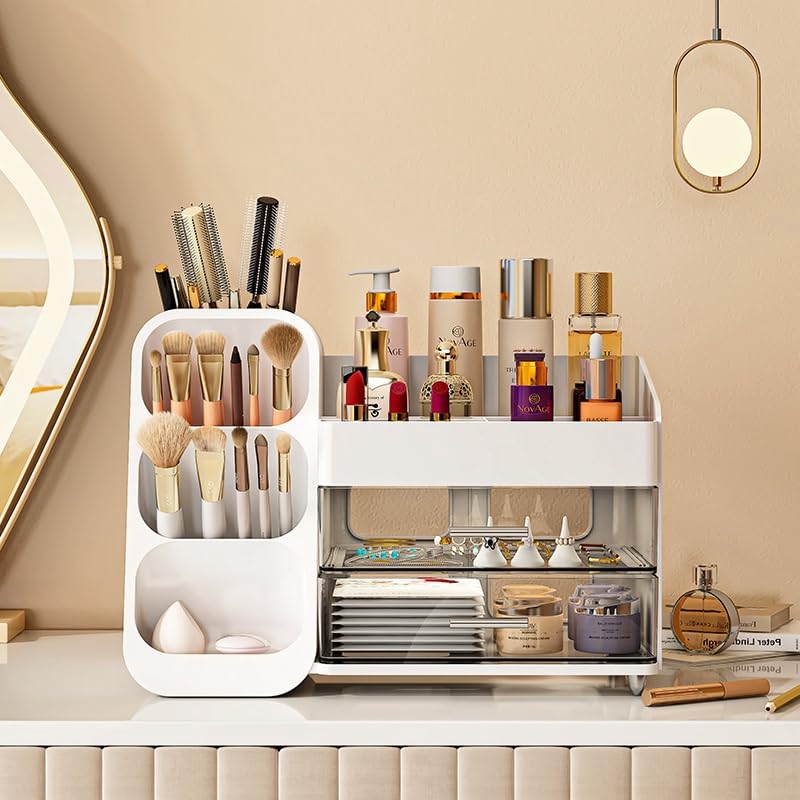 KQJS Organiseur maquillage tiroirs etageres — grande capacité pour soins et cosmétiques.