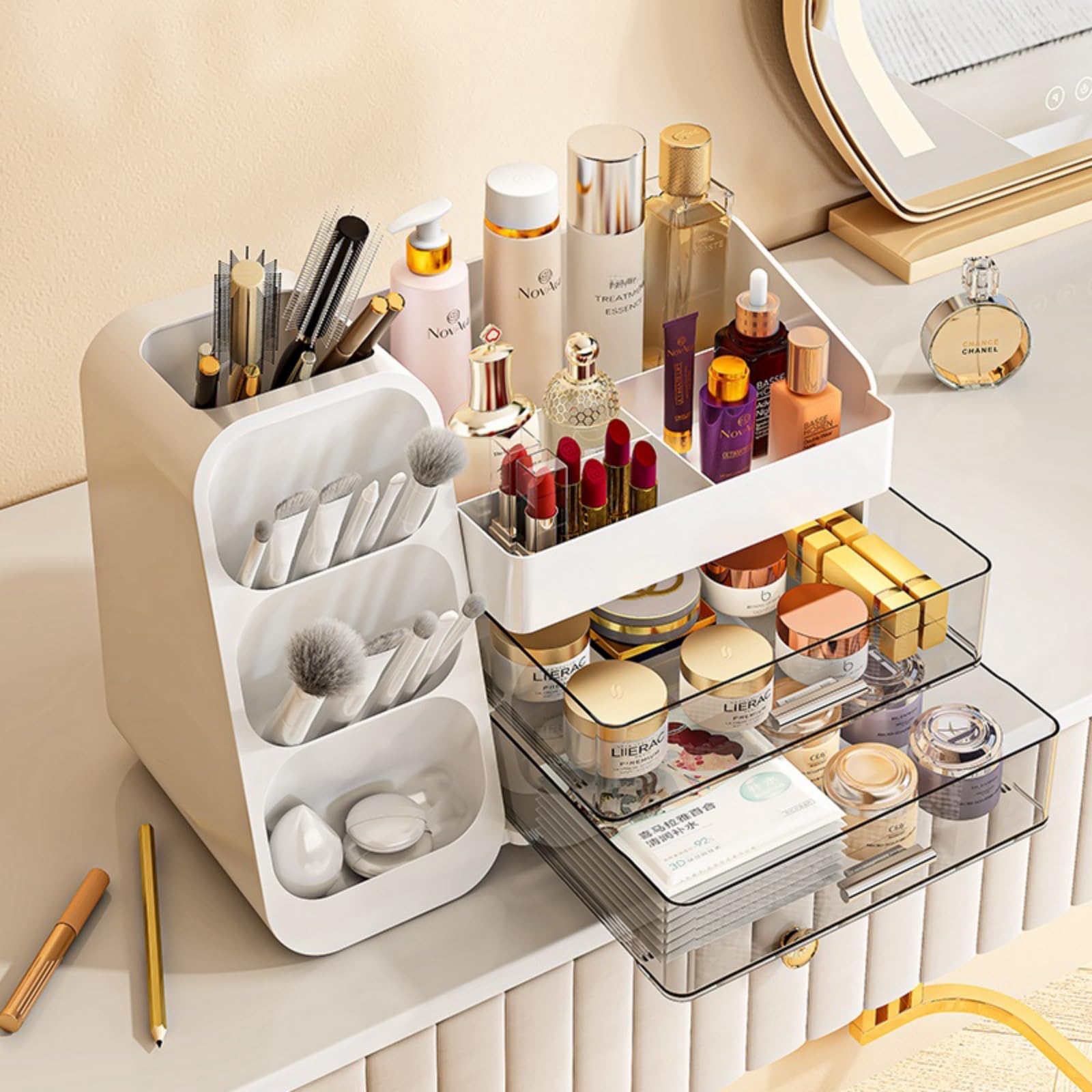 KQJS Organiseur maquillage tiroirs faciles a nettoyer — ideal pour salle de bains.