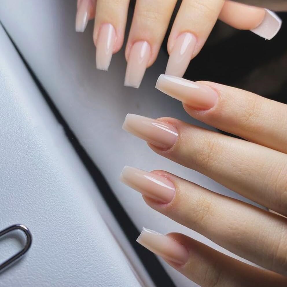 Uñas pegables KQueenest tono desnudo, reutilizables para múltiples usos