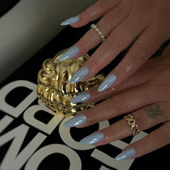 Uñas postizas KQueenest brillantes con efecto espejo y purpurina para eventos