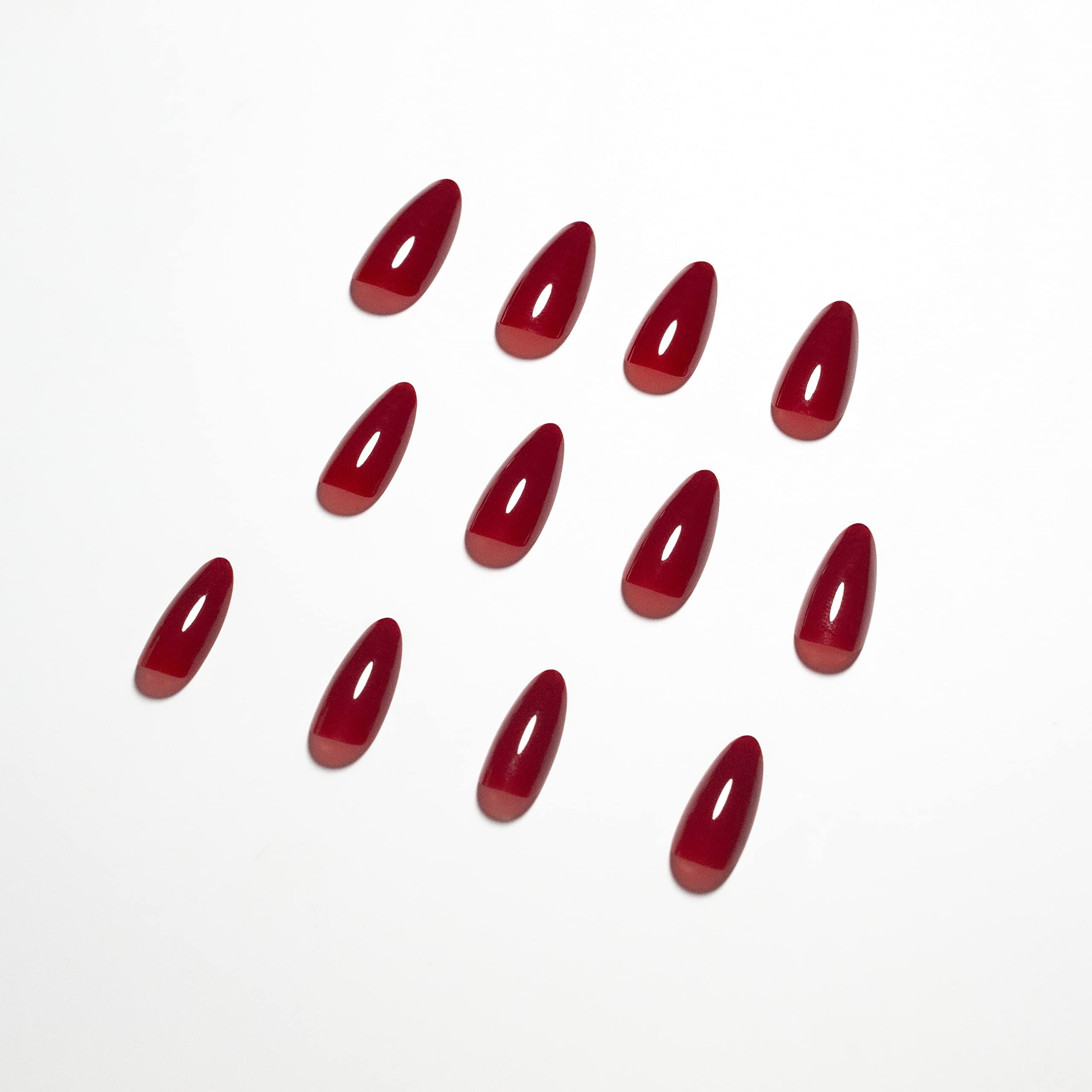 KQueenest uñas rojas para ocasiones especiales en forma almendra, duraderas.