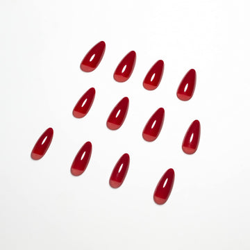 KQueenest uñas rojas para ocasiones especiales en forma almendra, duraderas.