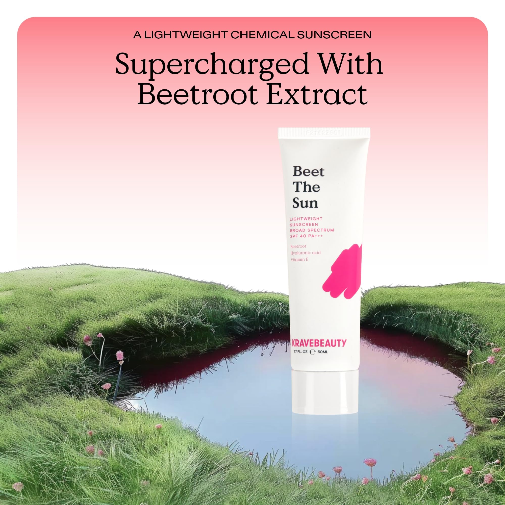 KraveBeauty Beet The Sun SPF40 Duo, dos frascos para uso diario.