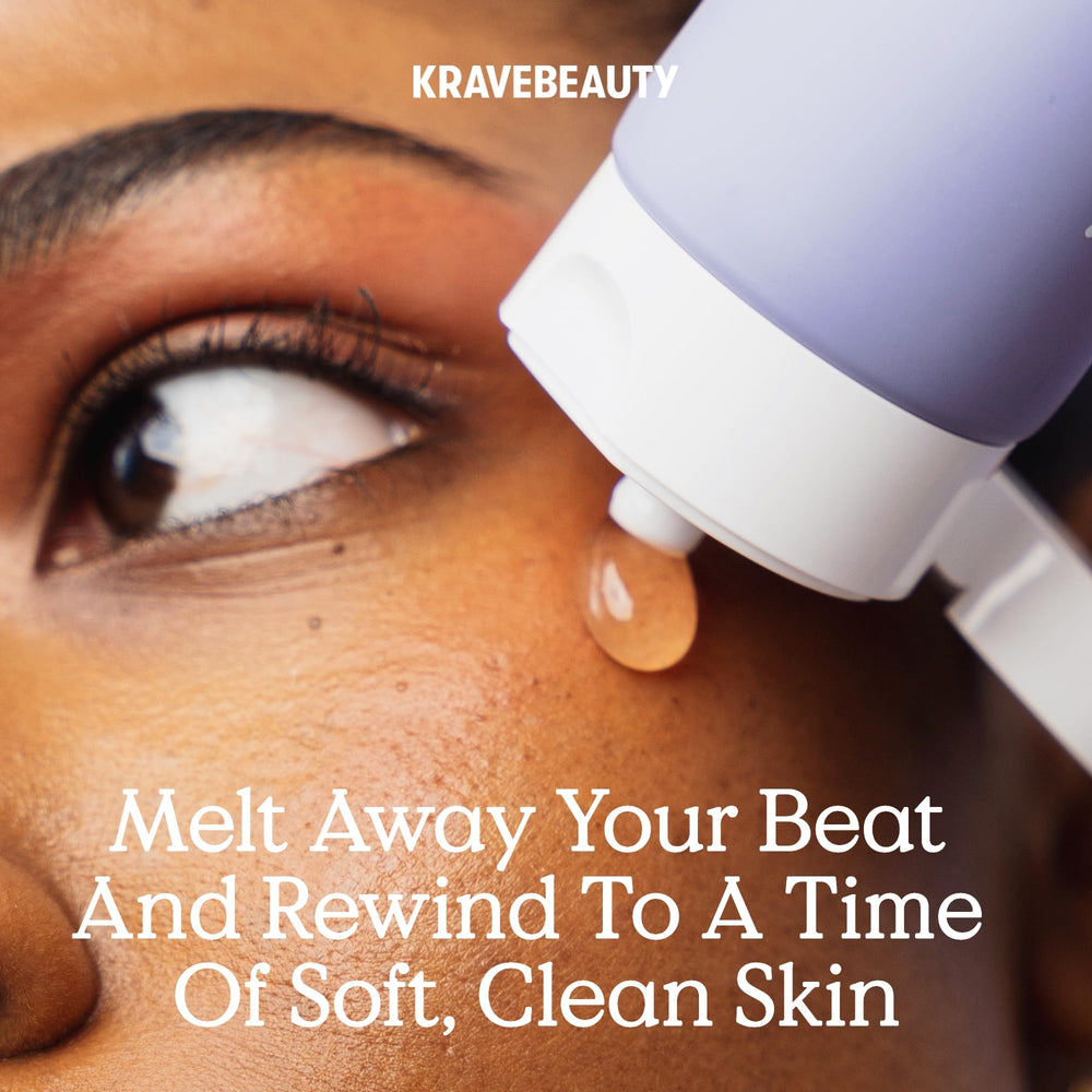 KraveBeauty Makeup Re-Wined, emulsión leche-aceite: enjuague suave con agua tibia.