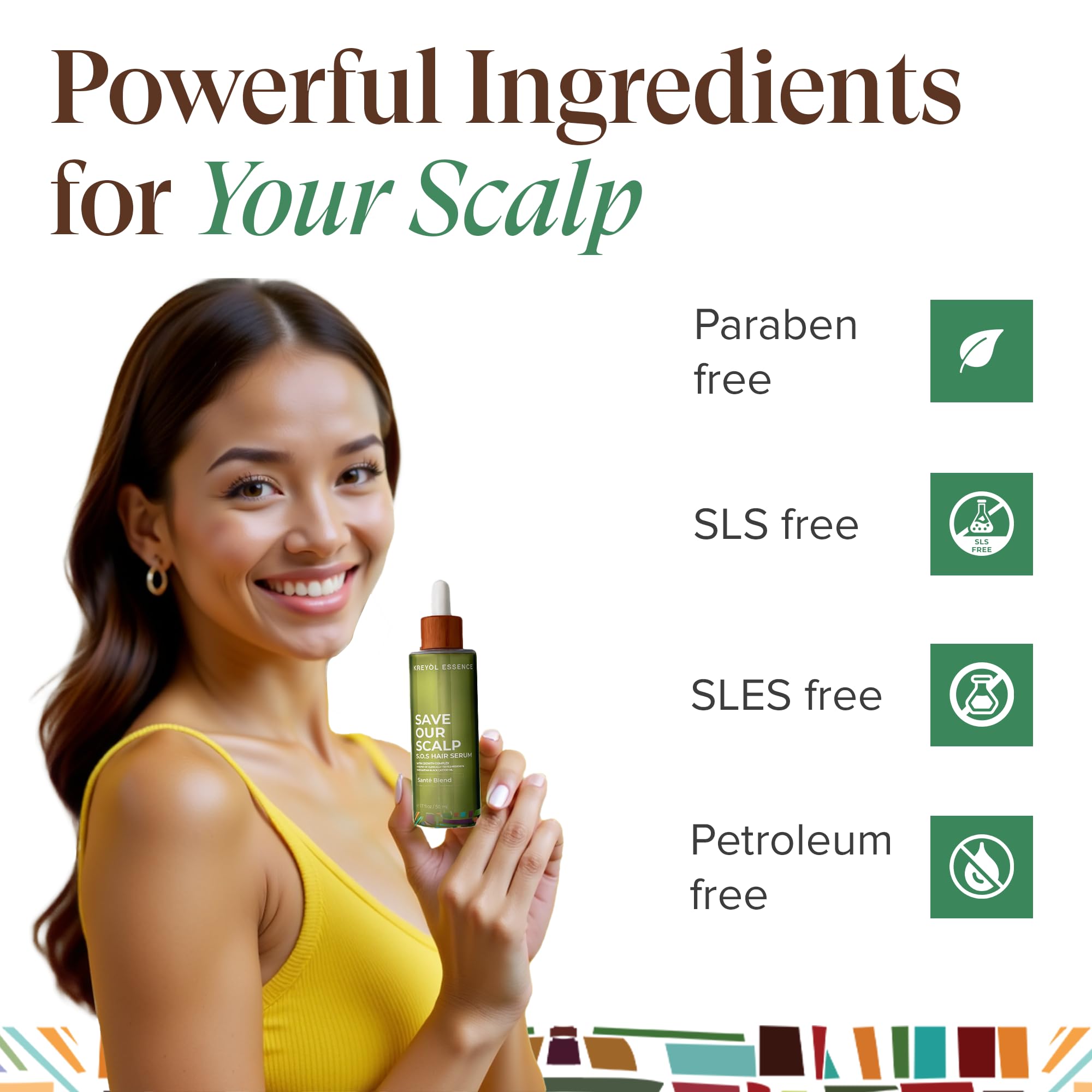 Kreol Essence S.O.S Serum, aplicación suave sobre el cabello.