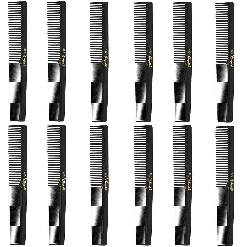 Peine Krest Cleopatra 420, dedo plano de 7 pulgadas en negro para secciones precisas