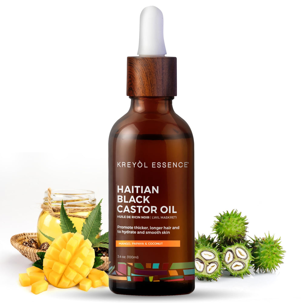 Kreyol Essence botella de vidrio para aceite capilar natural, lista para aplicar
