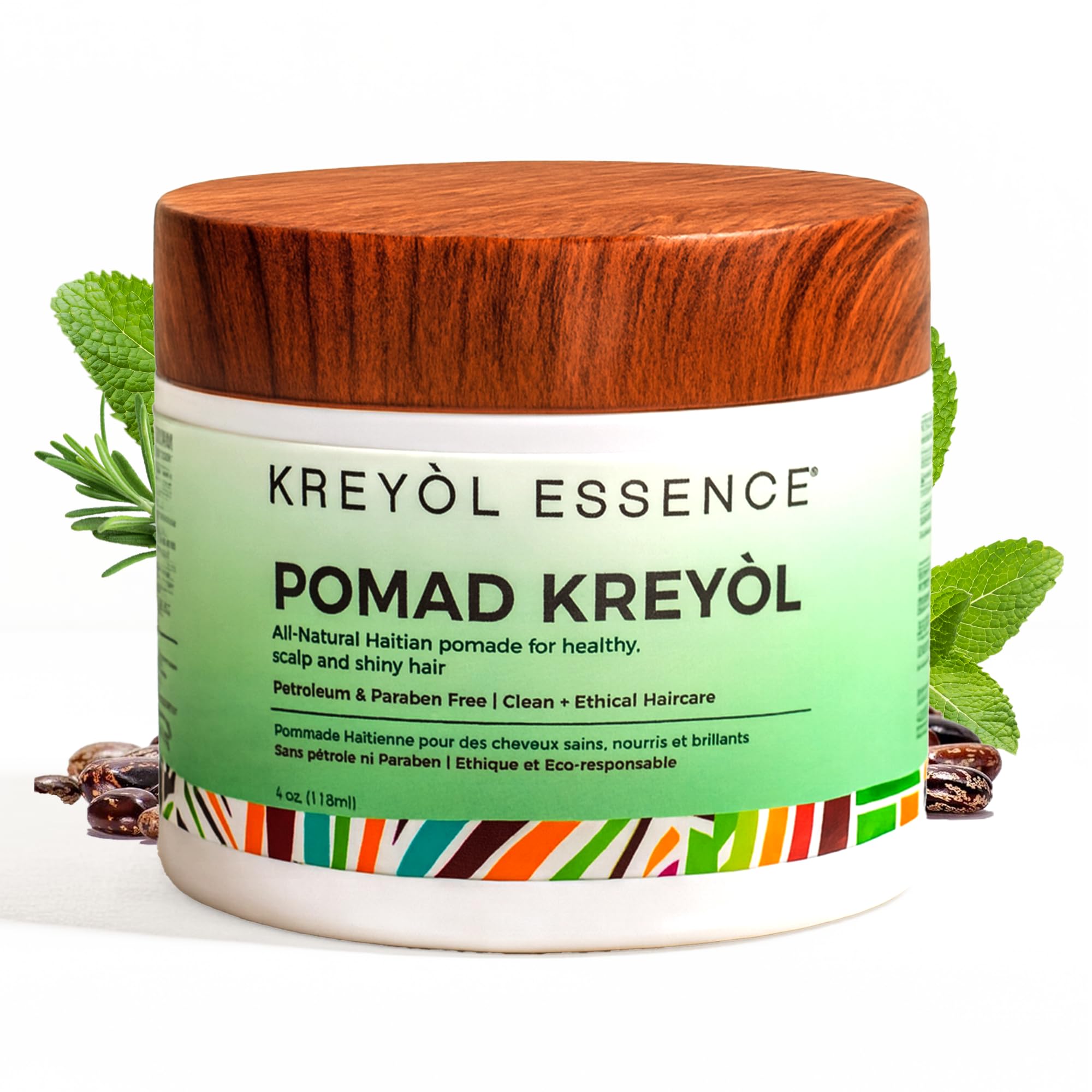 Kreyol Essence pomada-cuidado-capilar 4oz en frasco, mejora manejo y brillo.