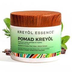 Kreyol Essence pomada-cuidado-capilar 4oz en frasco, mejora manejo y brillo.