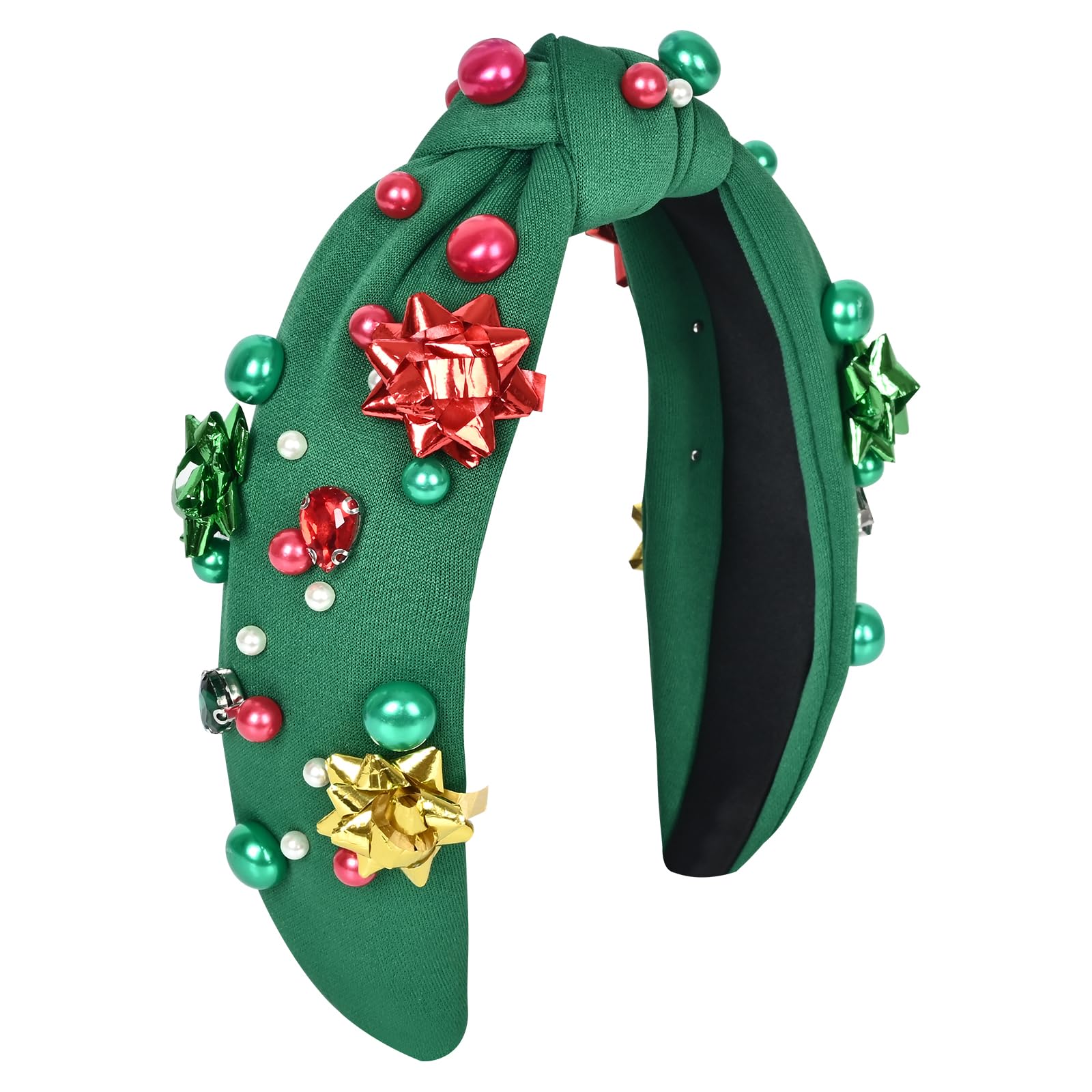 Krfapt diadema joyas con cristales y perlas verde, detalle deslumbrante para estilos festivos.