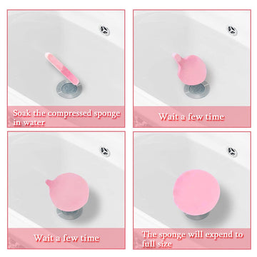 Esponja facial Krgiqn que al humedecerse se expande para limpieza y exfoliación suaves.
