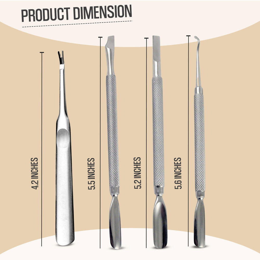 Krisp Beauty conjunto de herramientas para cutículas de acero inoxidable 4 piezas