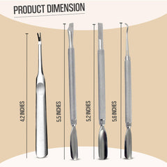 Krisp Beauty conjunto de herramientas para cutículas de acero inoxidable 4 piezas