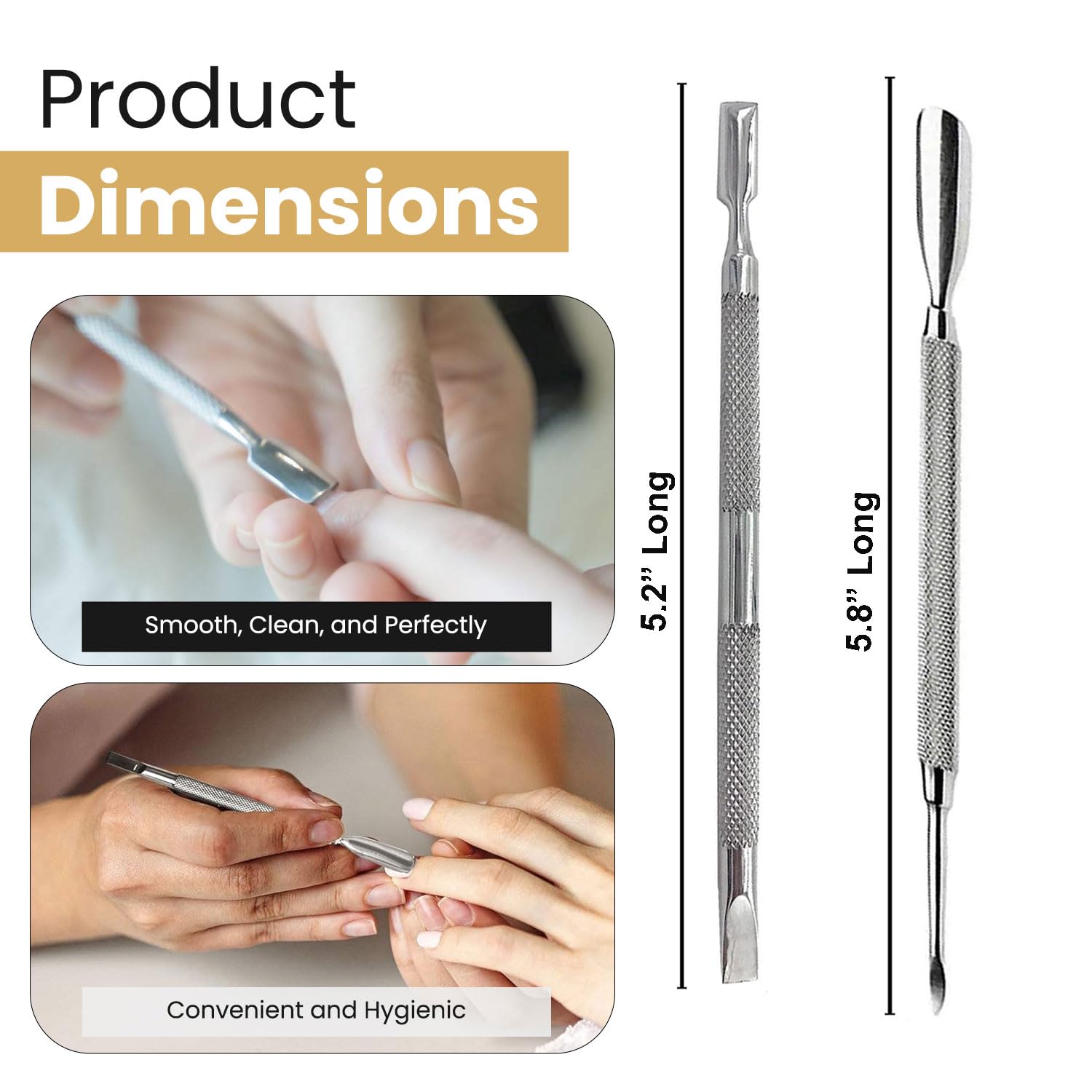 Krisp Beauty limpiador cutícula raspar metálico para retirar suciedad con precisión