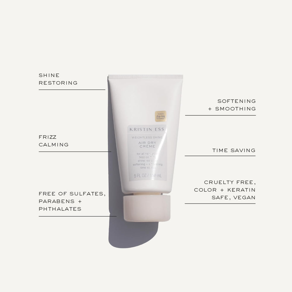 Aplicación suave de la crema Kristin Ess en raíces para peinado definido.