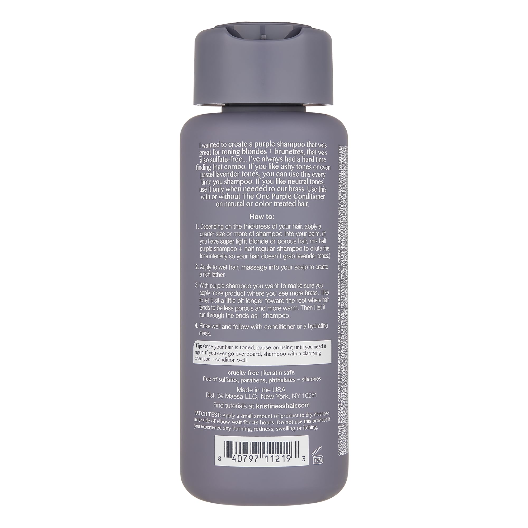 Kristin Ess The One Purple Shampoo: espuma cremosa que limpia sin sulfatos