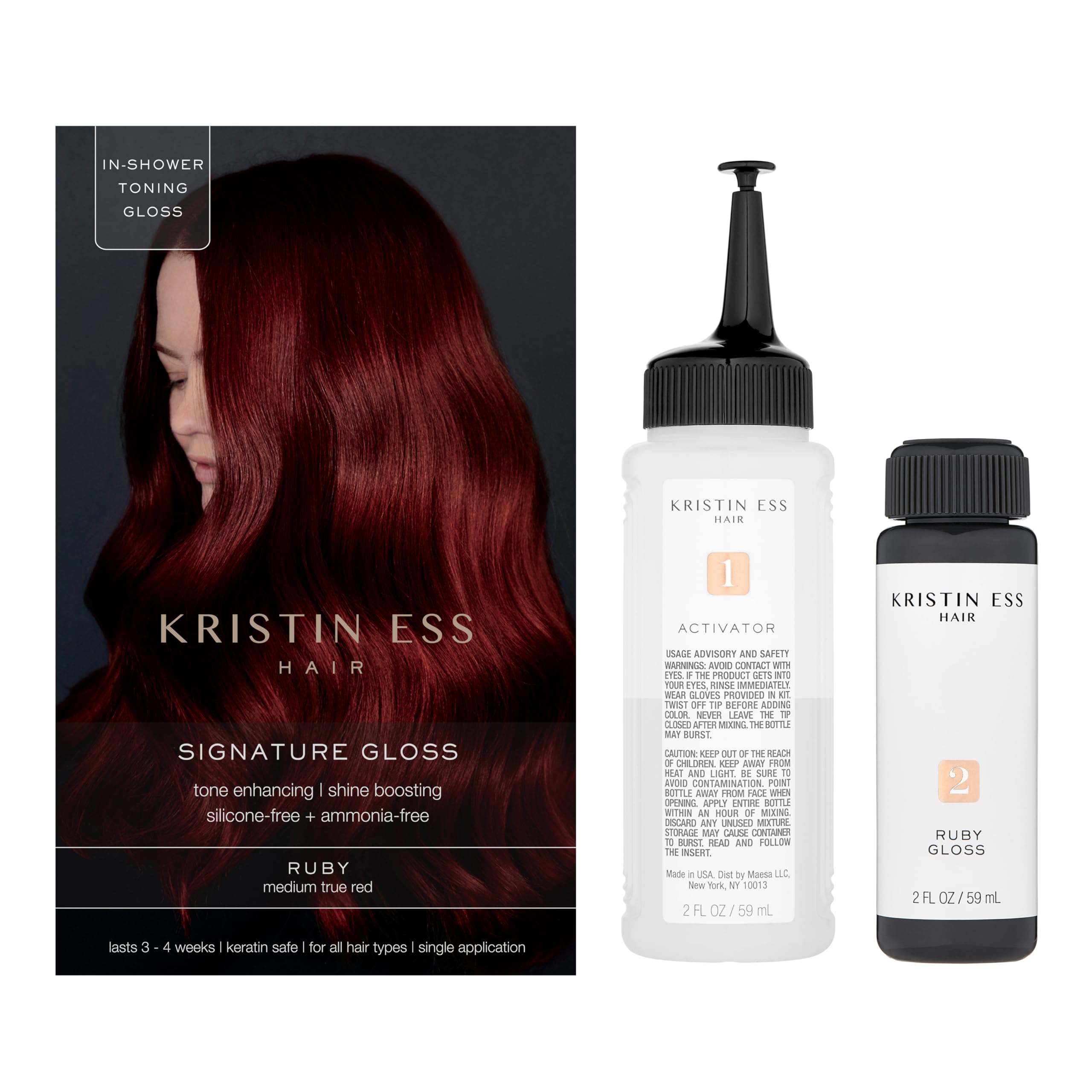 Aplicación de Kristin Ess Ruby en la ducha para color vibrante