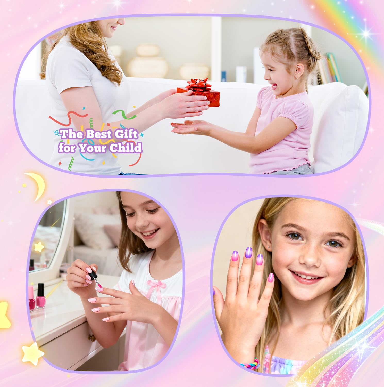 Krofaue kit de uñas prensa para regalo infantil, seguro y divertido.