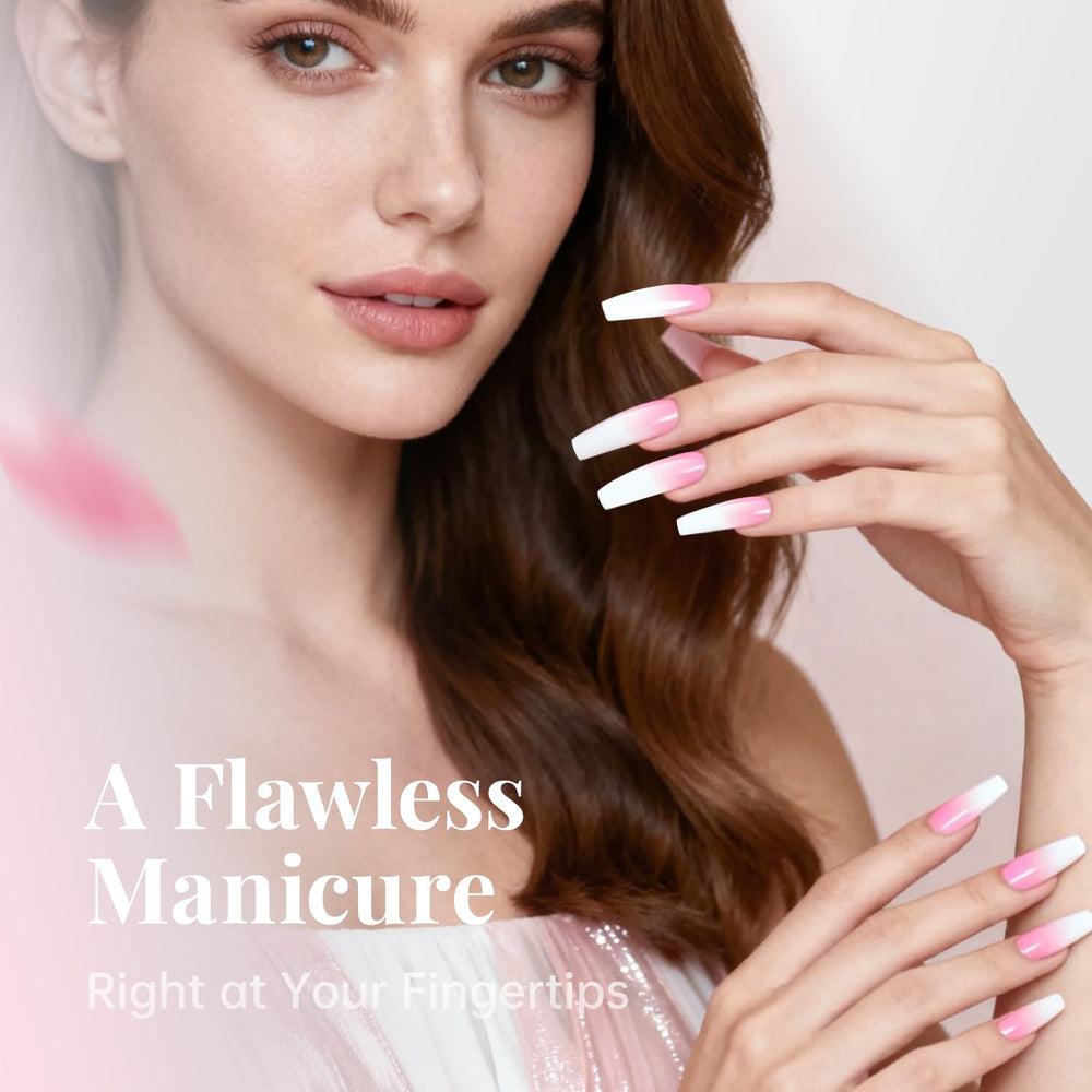 Puntas francesas naturales Krofaue con tono suave para uñas discretas.