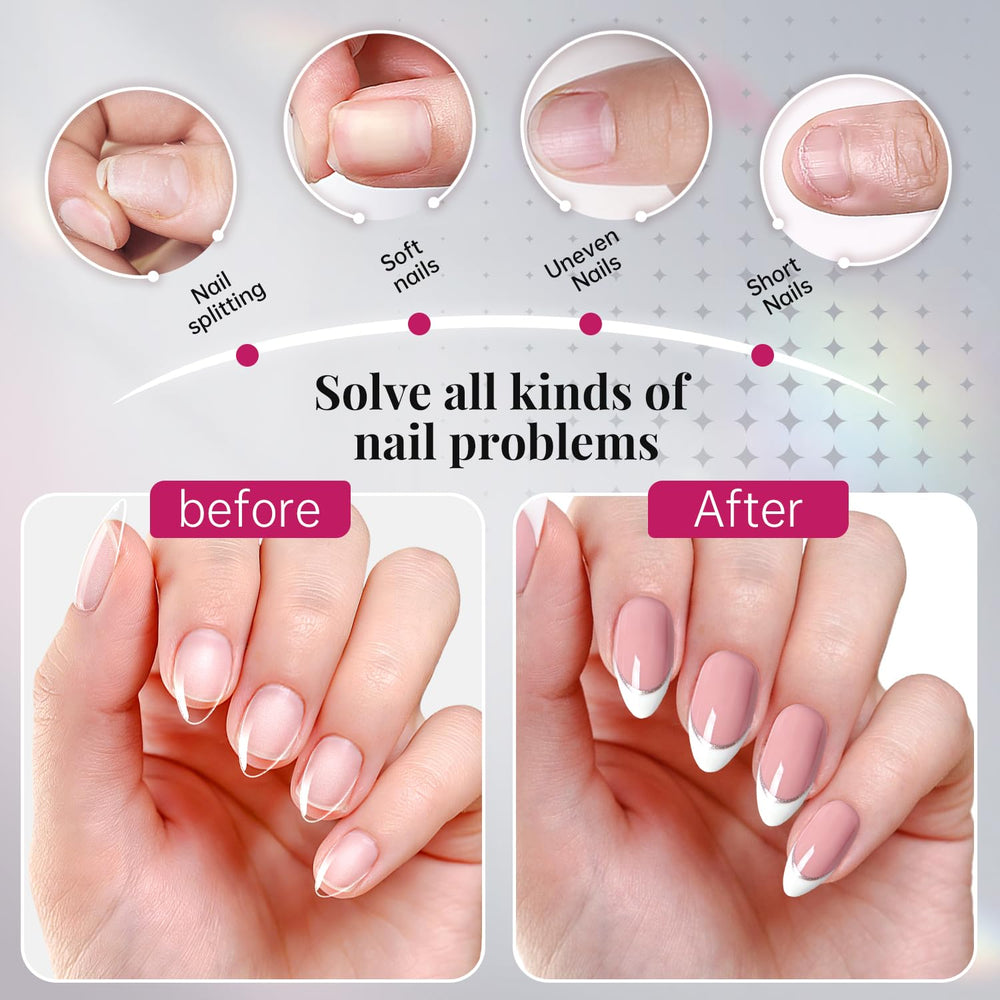 Krofaue puntas almond claras para uñas cortas, cobertura total con aspecto natural