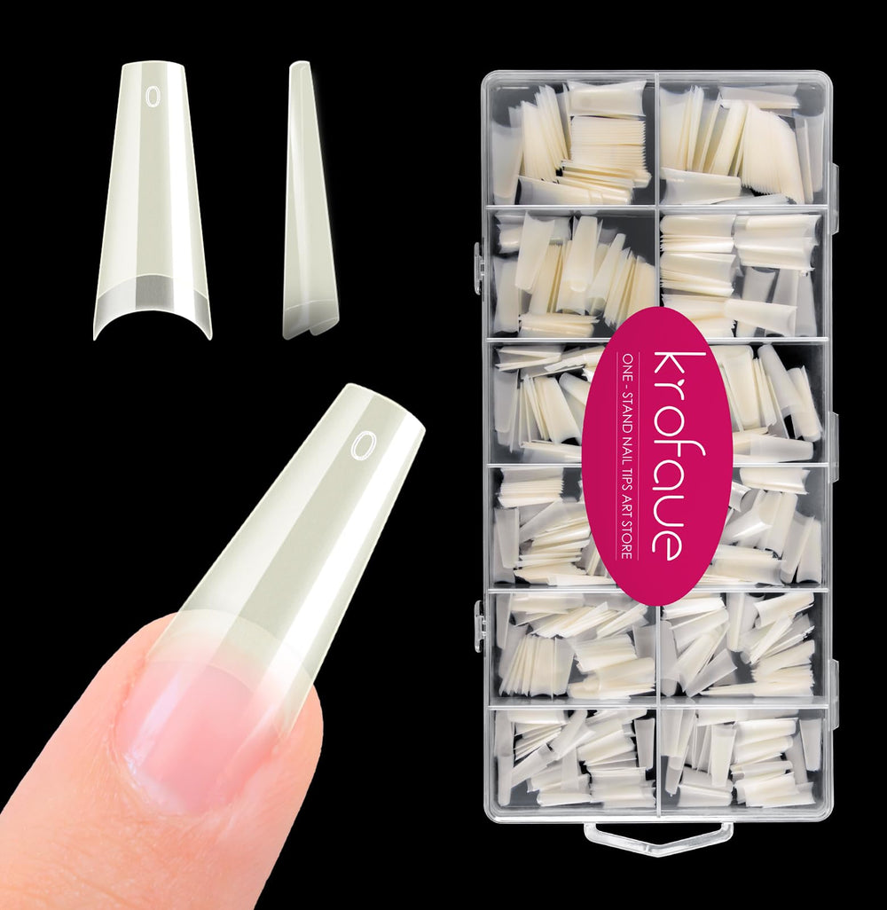 Krofaue uñas acrílicas cuadradas en caja con 600 piezas y 12 tallas para salón
