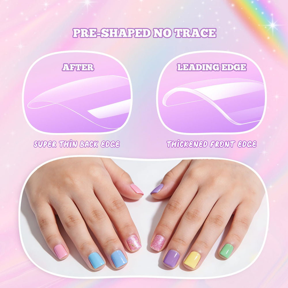 krofaue uñas cortas claras para niñas, enfoque 06, material gel suave y transpirable
