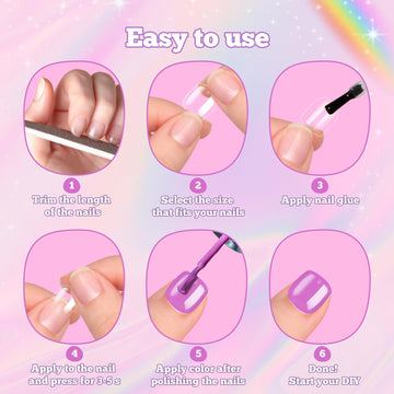 krofaue uñas cortas claras para niñas, enfoque 07, sin toxinas y compatibles con uñas naturales