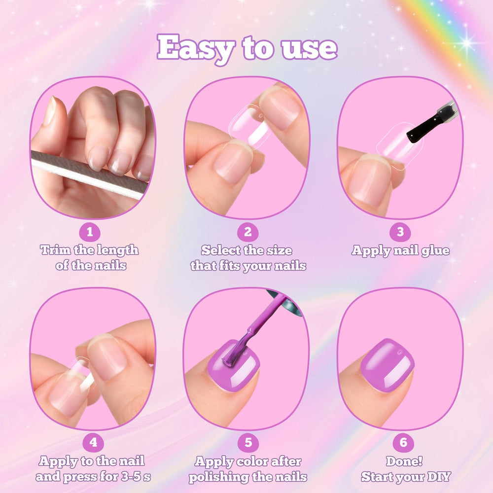 krofaue uñas cortas claras para niñas, enfoque 07, sin toxinas y compatibles con uñas naturales
