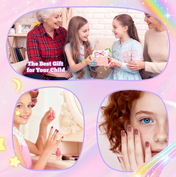 krofaue uñas cortas claras para niñas, enfoque 08, ideal para fiestas y cumpleaños