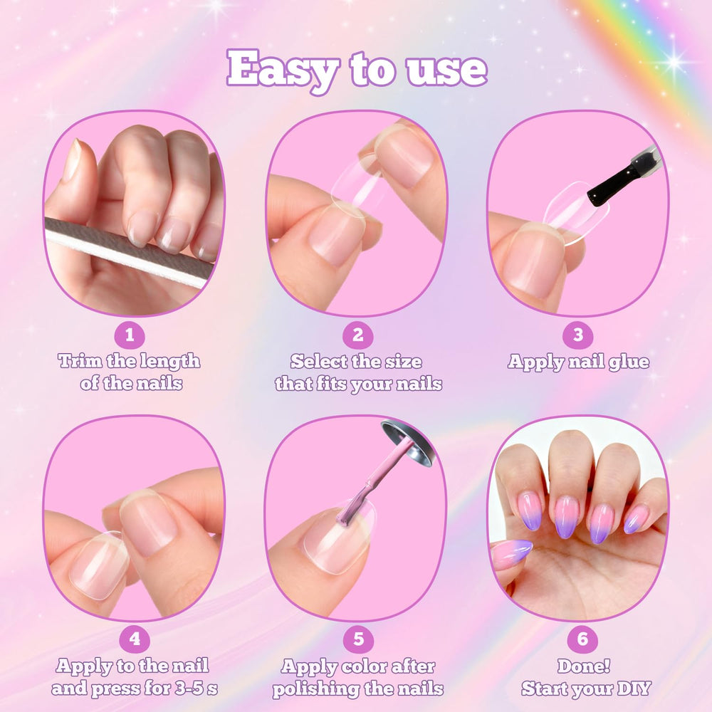 Krofaue uñas claras para uñas infantiles, fácil fijar con adhesivo para uñas.