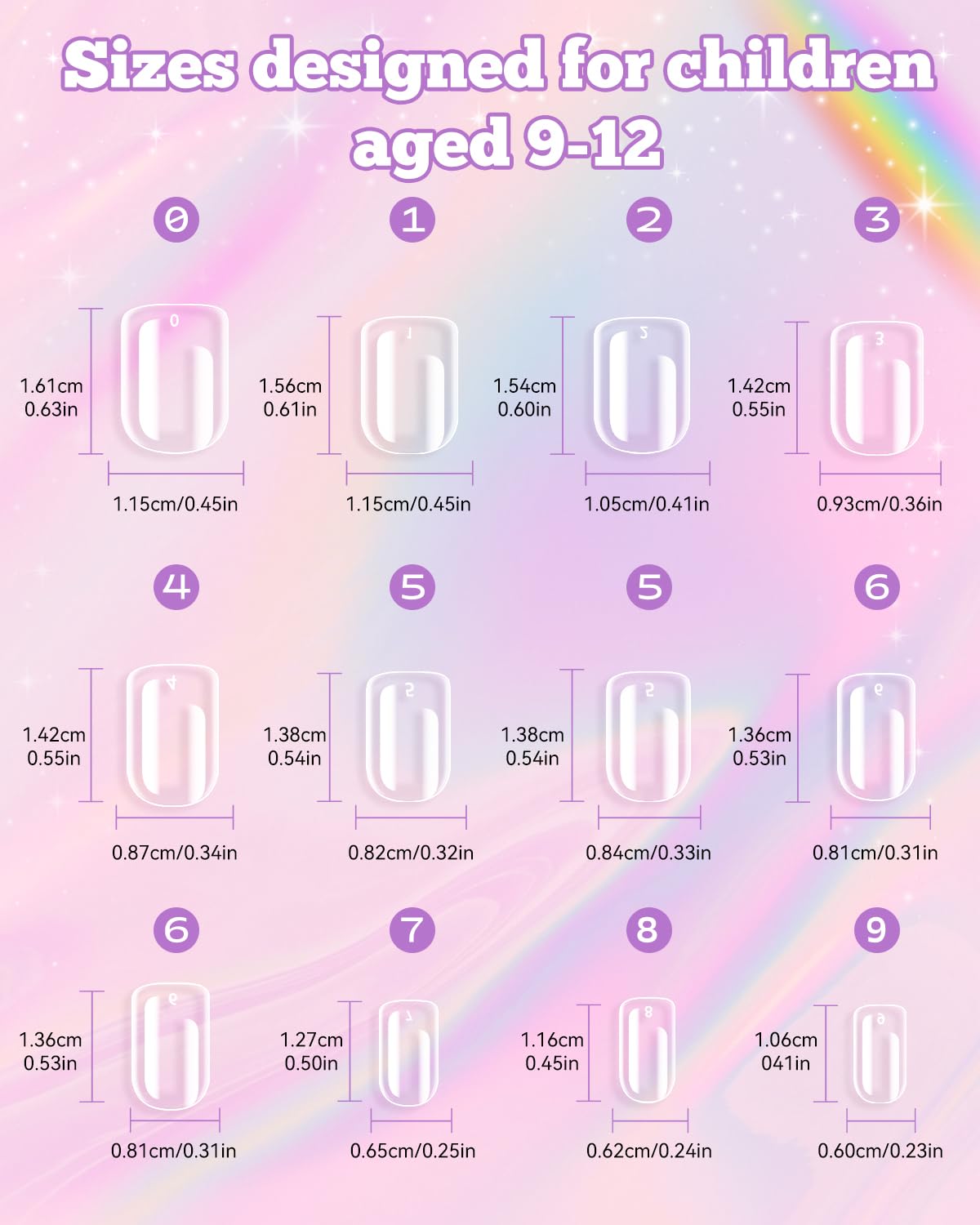 Krofaue uñas para niñas, puntas de gel suaves para juego sin molestias.
