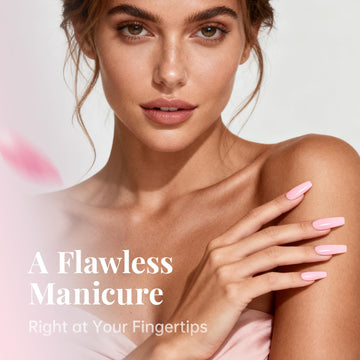 Krofaue uñas postizas transparentes y flexibles, ideales para realizar manicuras en casa.