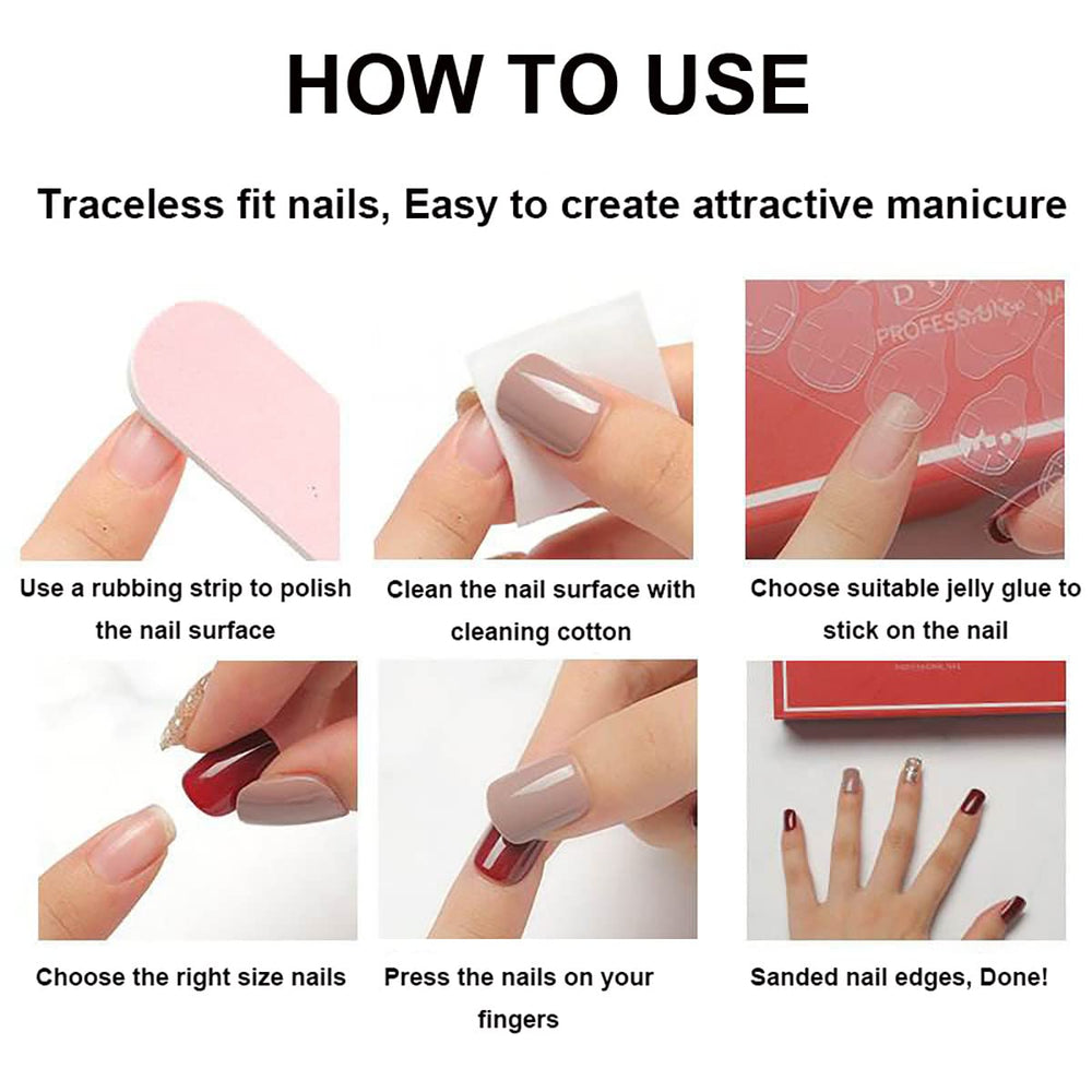 KRTBKR uñas falsas para mujeres con acabado duradero