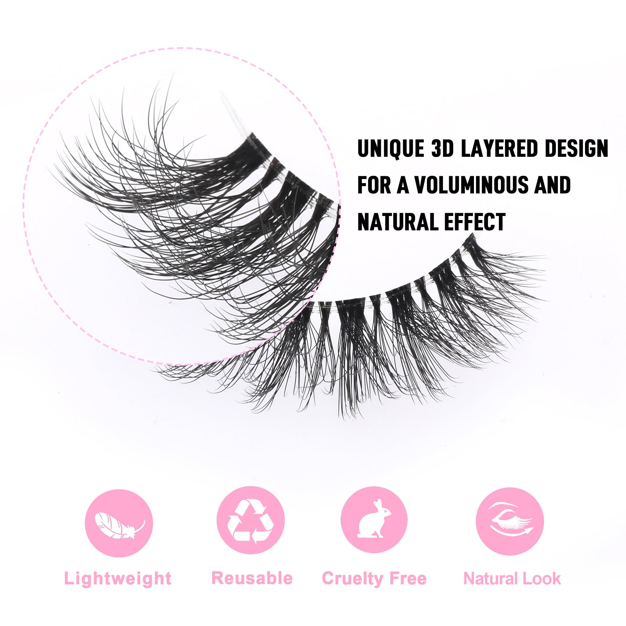 Pestañas KSYOO apariencia natural para un look diario suave.