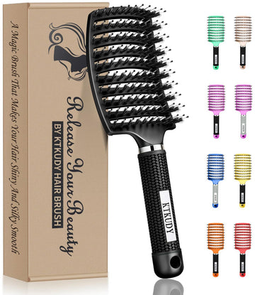 KTKUDY cepillo-desenredante con cerdas de jabalí para cabello suave