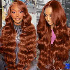 KTOOYKE Lace Front 30pulgadas: cabello humano marrón rojizo para uso diario natural