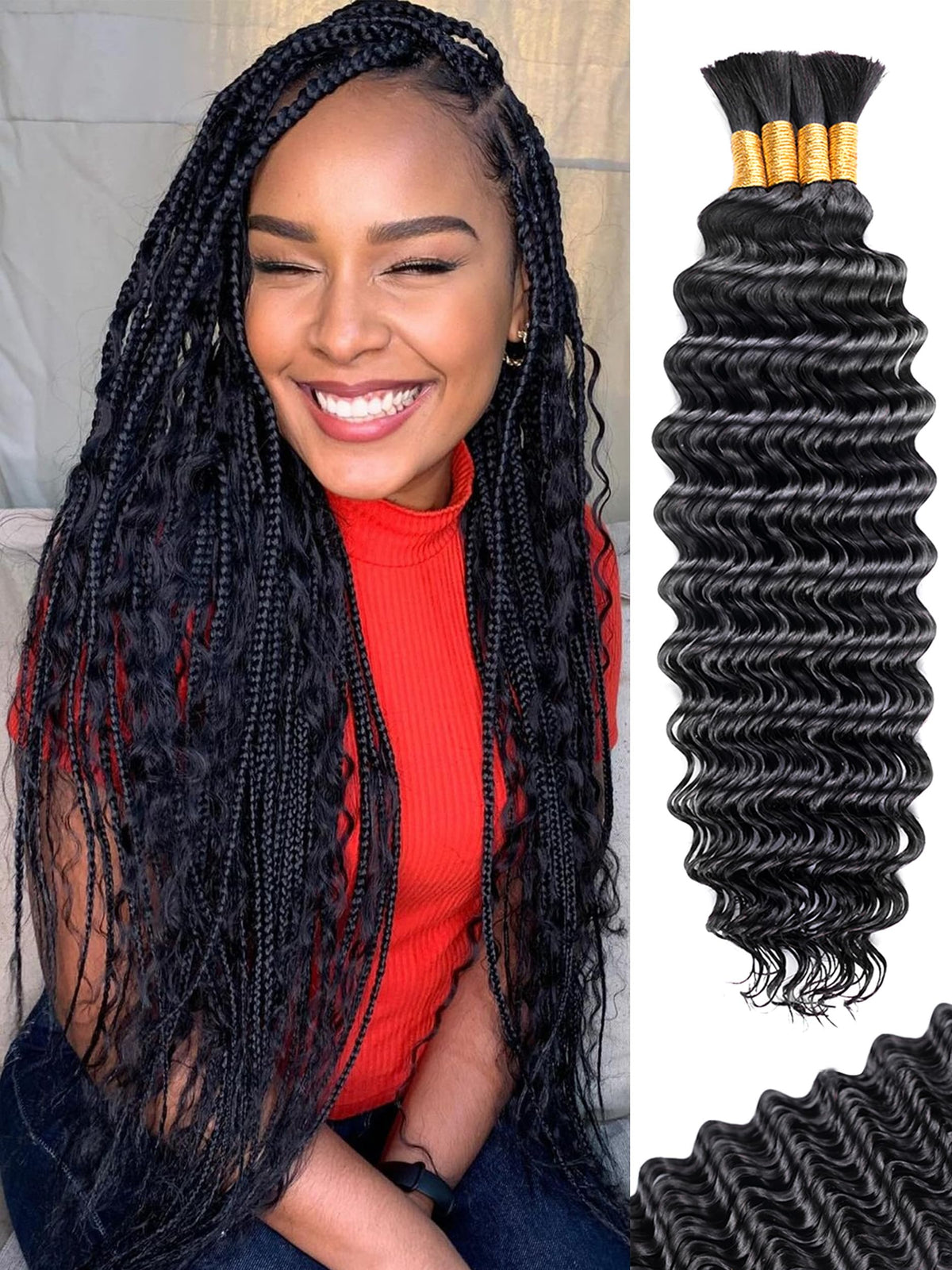 KULYMUWIG cabello para trenzas con onda profunda, ideal para peinados boho y aspecto natural.