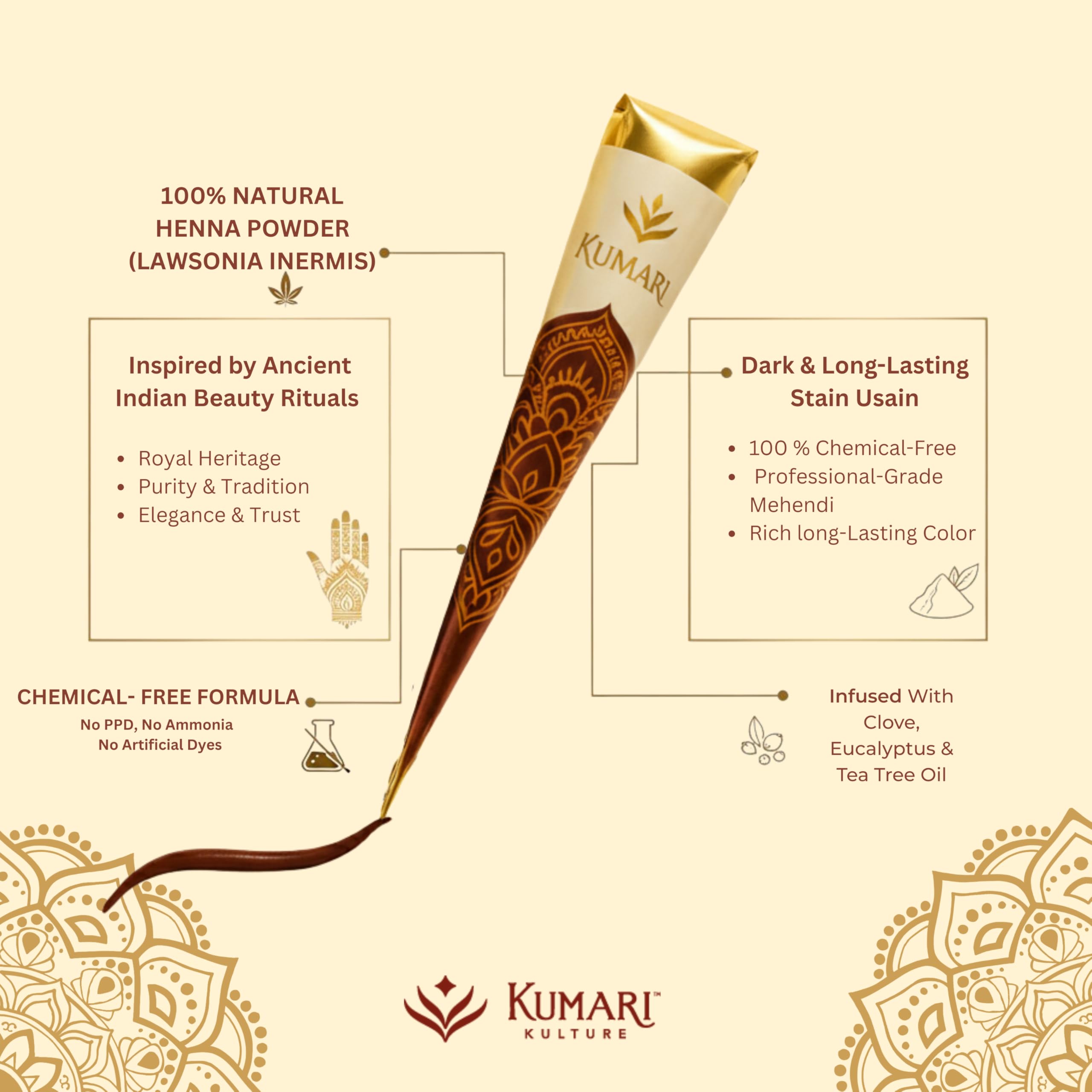 Kumari Kulture henna color tono marrón rojizo para acabado natural