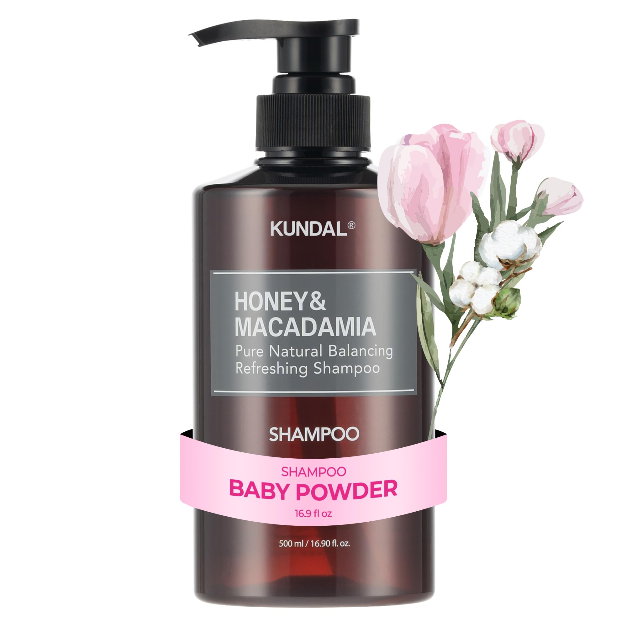 KUNDAL Honey & Macadamia Champú, botella, limpieza suave y brillo para el cabello