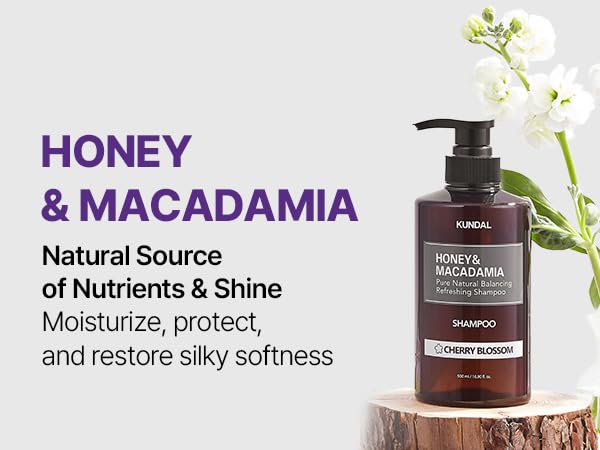 KUNDAL Honey & Macadamia Champú, textura cremosa que facilita masaje y lavado