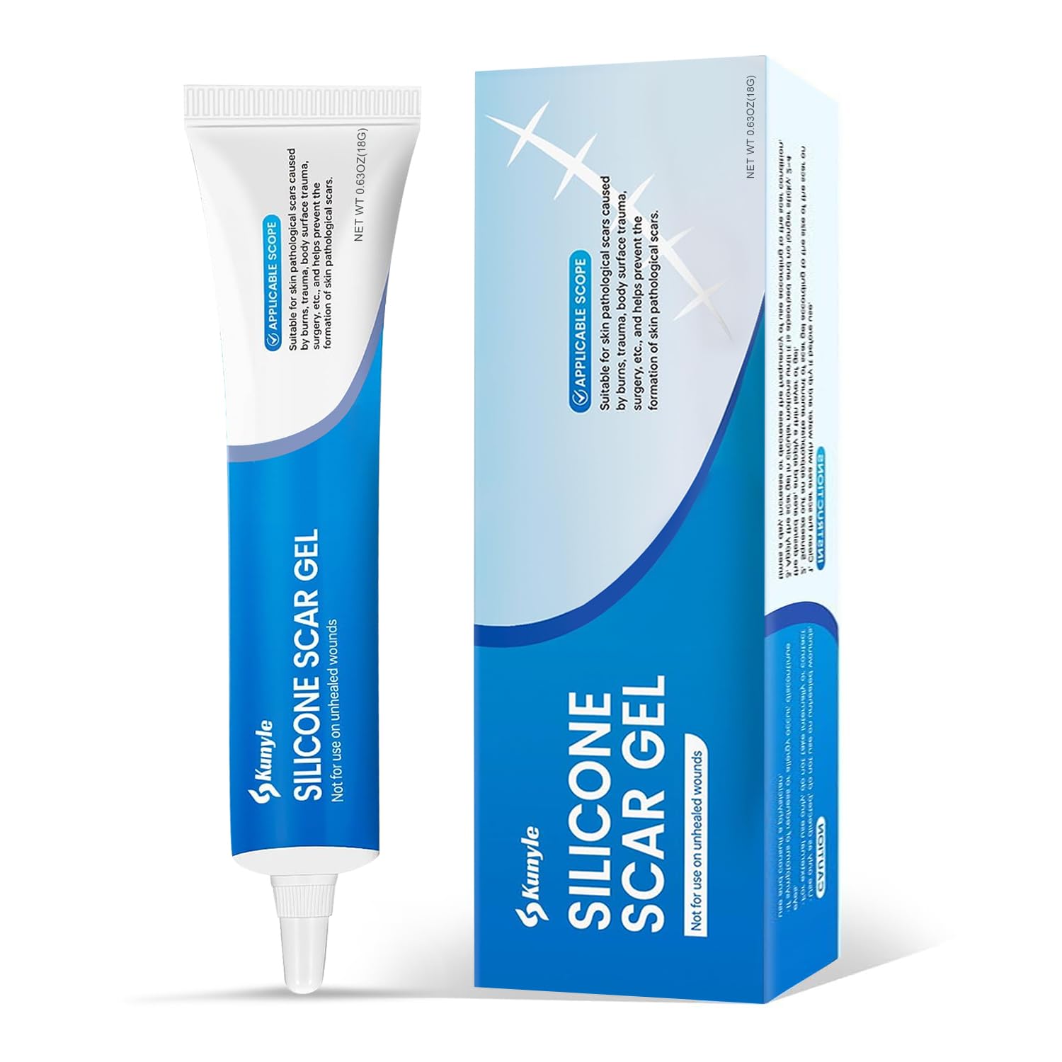 Kunyle gel de silicona, bote de 18 g, aplicación suave en cicatrices.