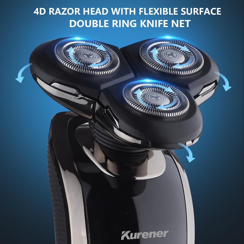 Kurener 4 en 1 con accesorios para barba, patillas, limpieza y nariz.